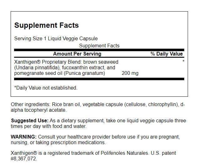 Swanson Xanthigen envase con etiqueta clara para consumo diario.
