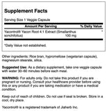 Detalle de cápsulas vegetales Swanson Yacontrol para apoyo al metabolismo