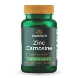 Swanson Zinc Carnosine en bote de 60 cápsulas para uso diario.