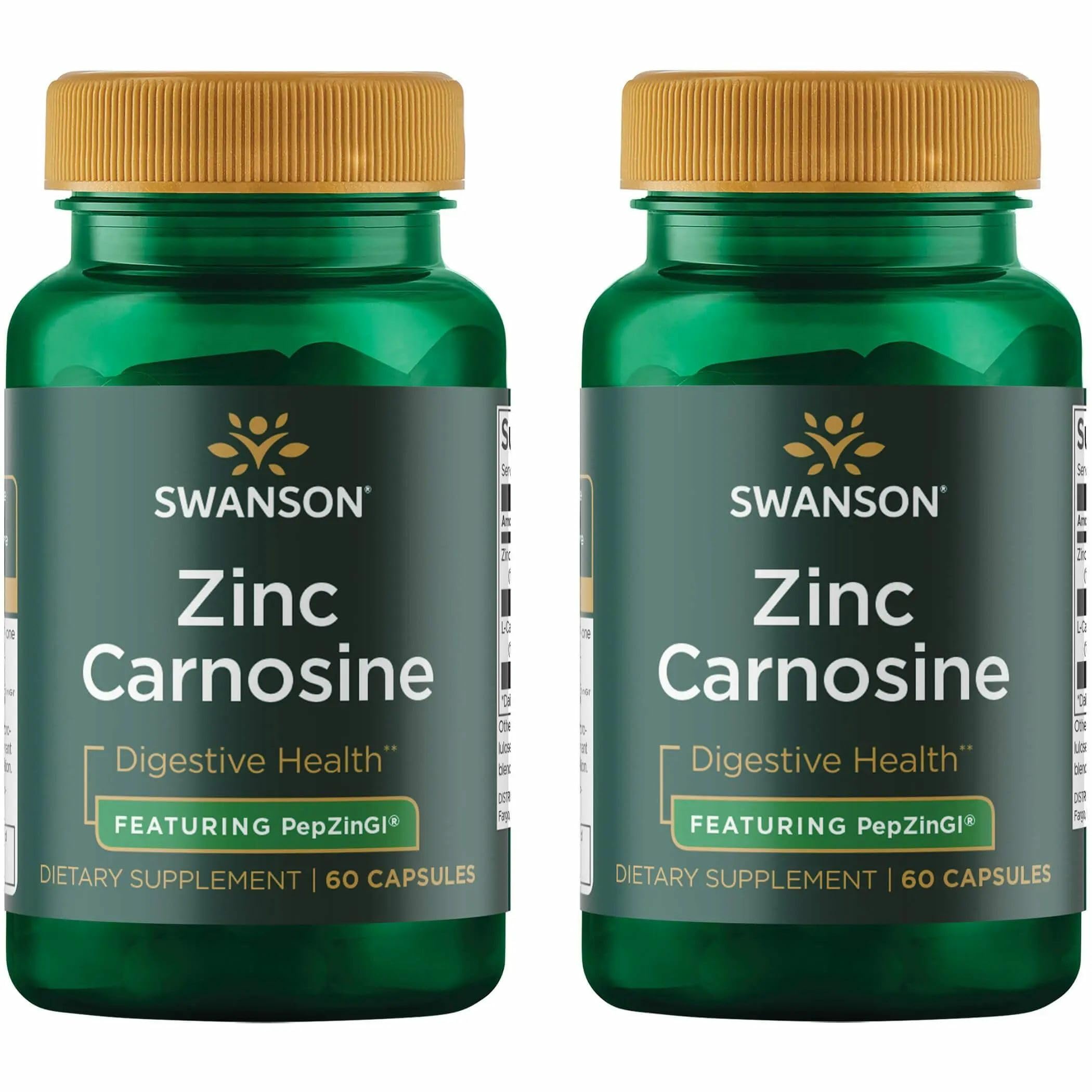 Swanson Zinc Carnosine: botella de 60 cápsulas para apoyo digestivo diario
