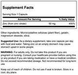 Swanson Zinc Citrate: cápsulas cerradas para ingesta diaria segura.
