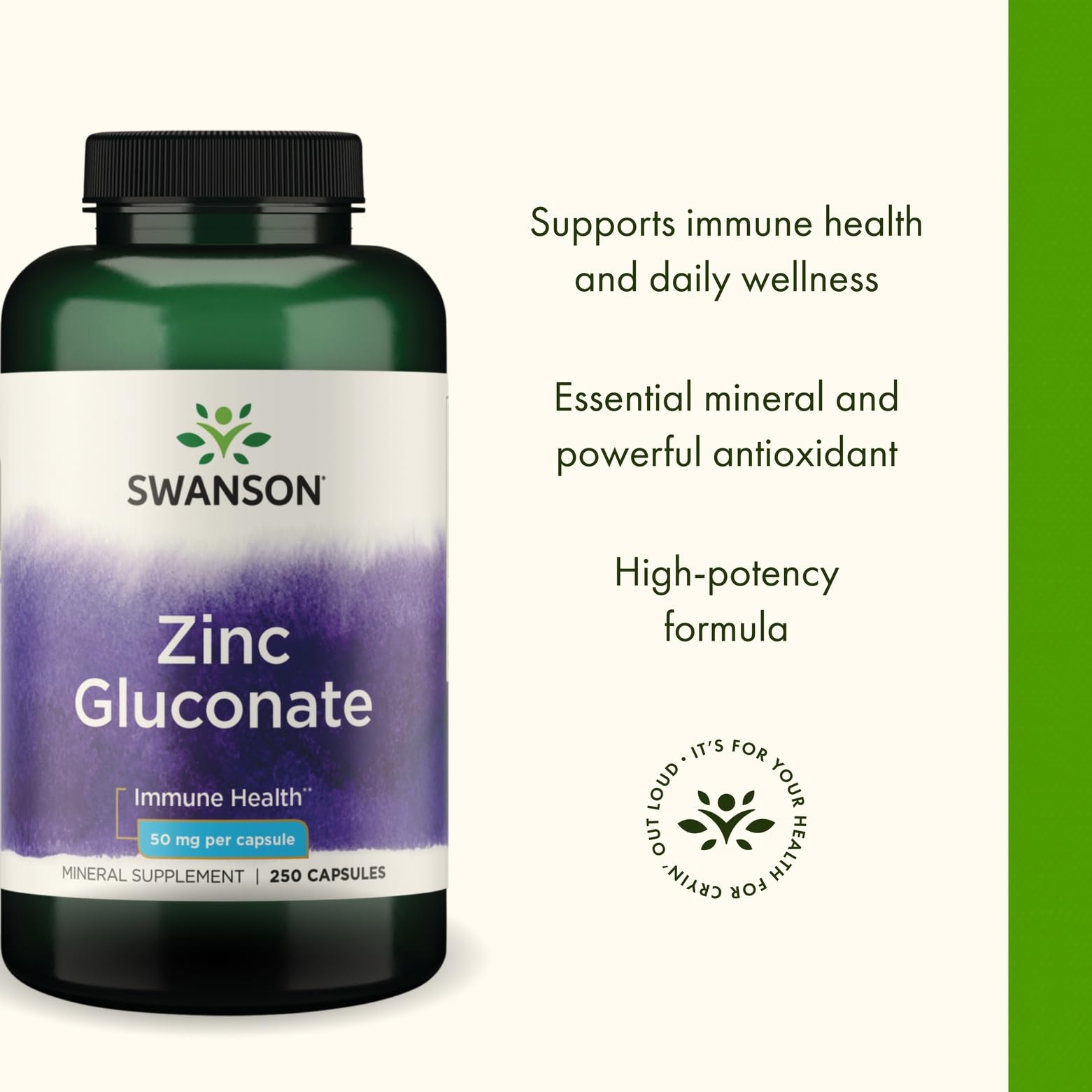Swanson Zinc Gluconate, dosificación diaria, apoyo simple para la rutina de bienestar.