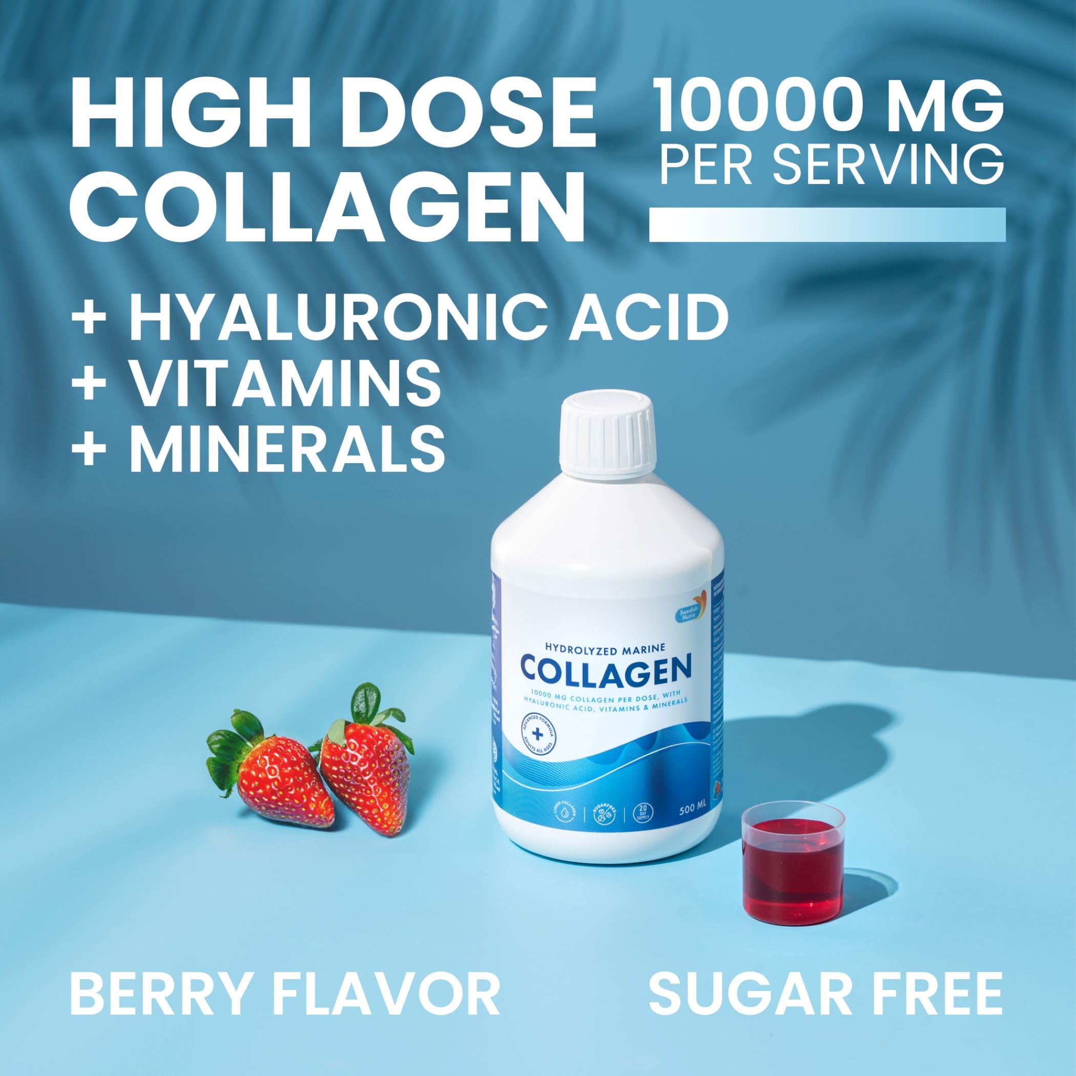 Swedish Nutra colágeno marino líquido verter dosis diaria de 25ml
