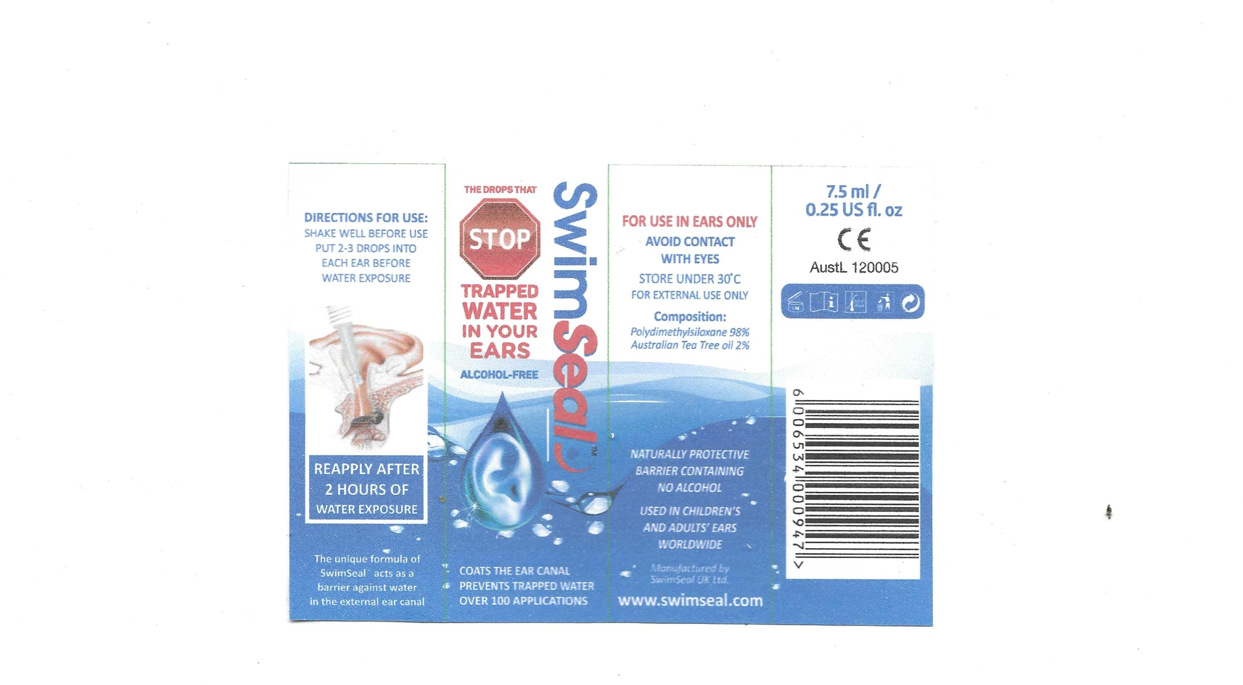SwimSeal fabricación en Reino Unido para uso diario en agua.