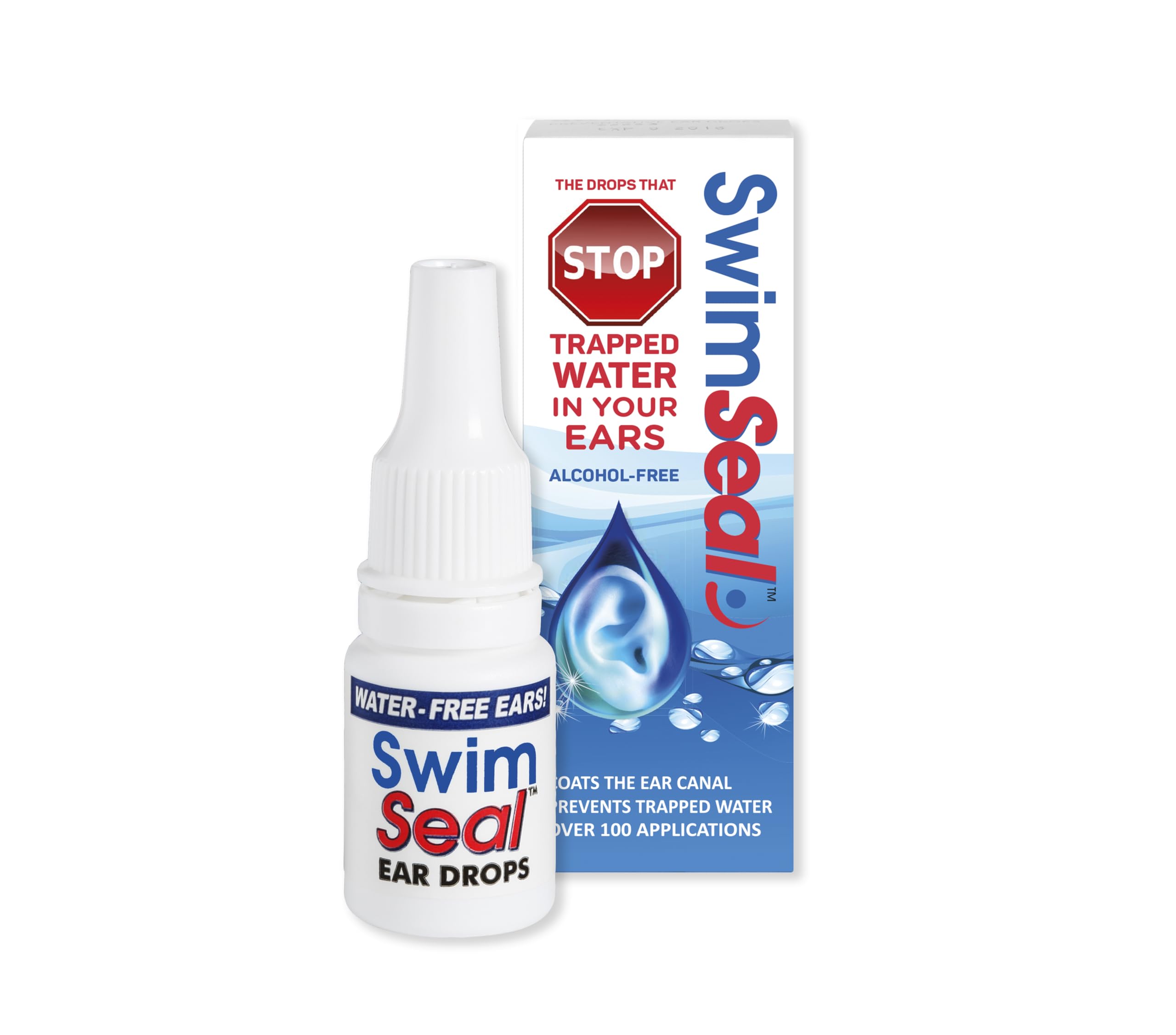SwimSeal gotas para oídos durante natación; protección ante el agua en el canal auditivo.