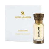 Swiss Arabian Gharaam, vista superior de la botella, aroma duradero y versátil.