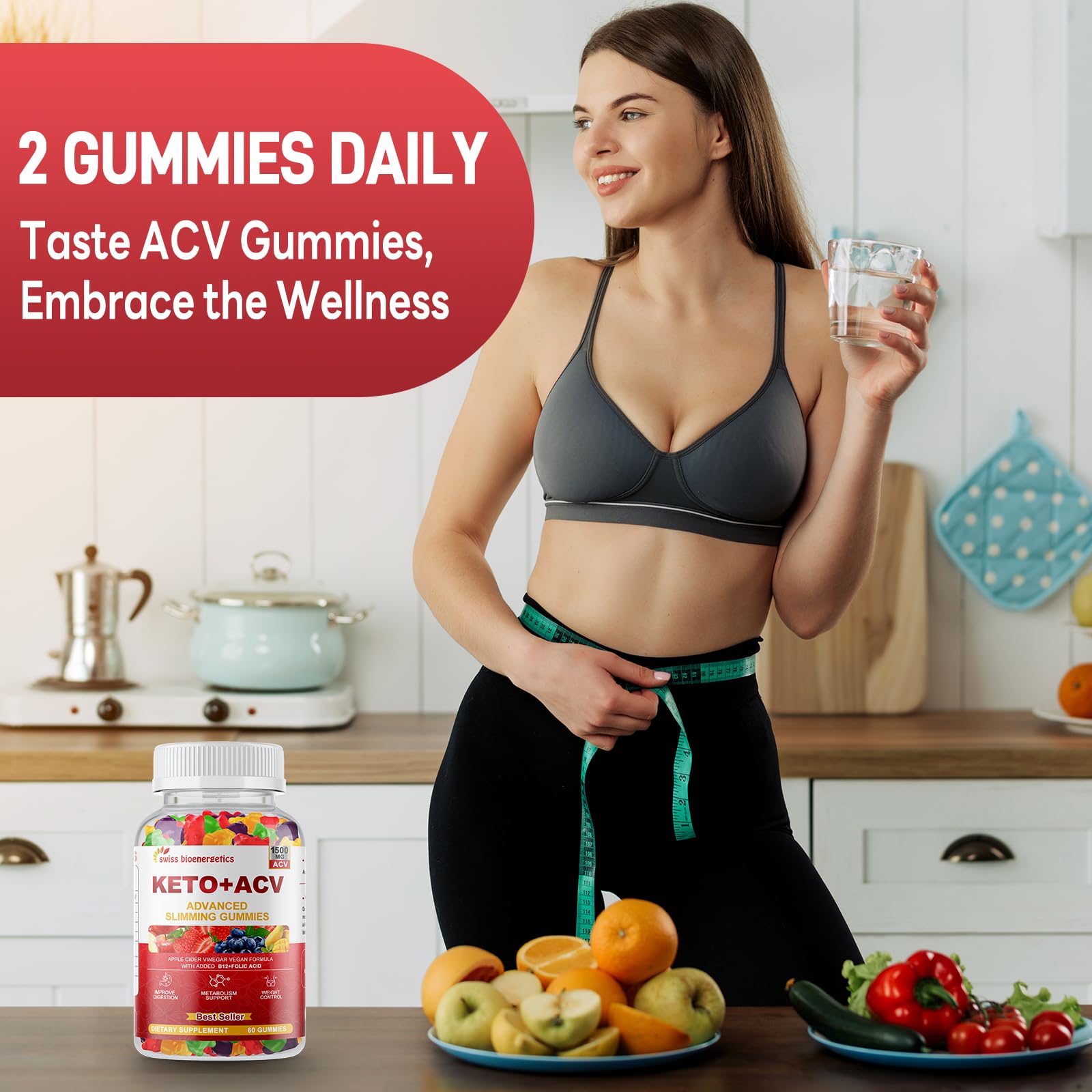 Envase de gomitas Keto ACV para mochila o viaje por Swiss Bioenergetics.