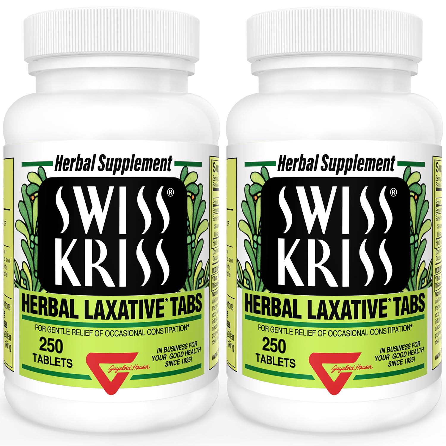 Tabletas laxantes herbal de Swiss Kriss, pack de dos para conveniencia