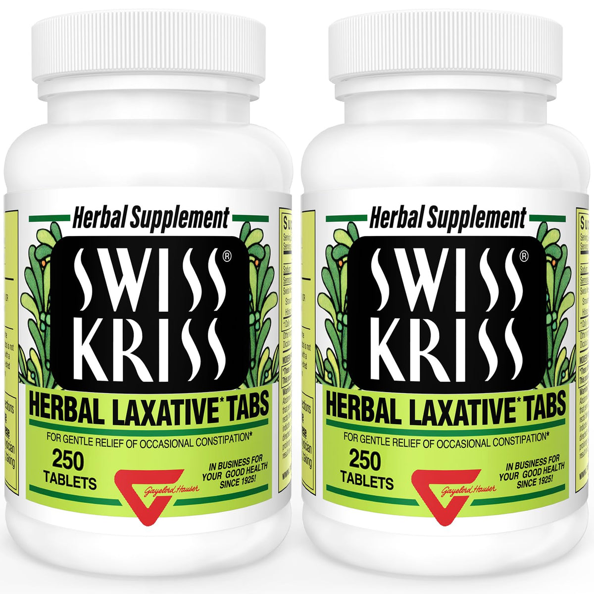 Tabletas laxantes herbal de Swiss Kriss, pack de dos para conveniencia