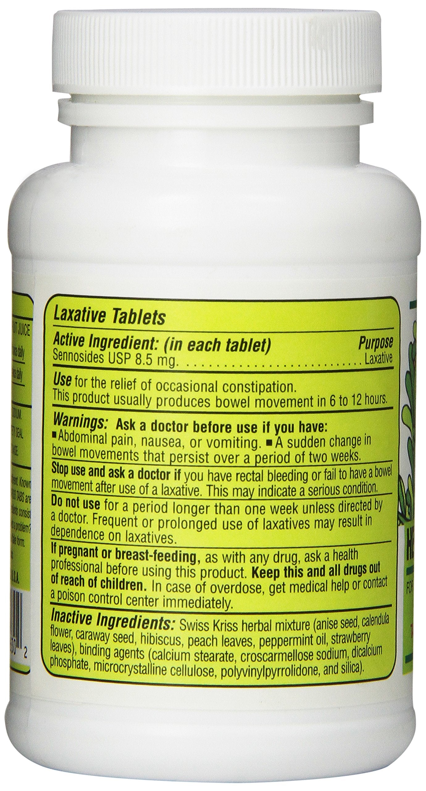 Tabletas laxantes herbales Swiss Kriss en blister para dosificación fácil