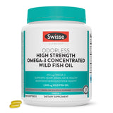 Swisse Aceite de Pescado sin olor en botella para apoyar salud cardíaca, cerebral y visual.