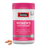 Swisse Multivitamínico Diario para Mujeres: botella frontal, aporta energía diaria.