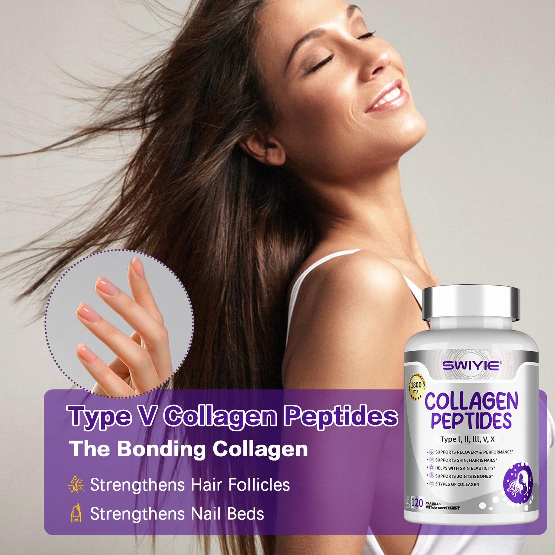 Swiyie capsulas colageno fortaleza de uñas y cabello