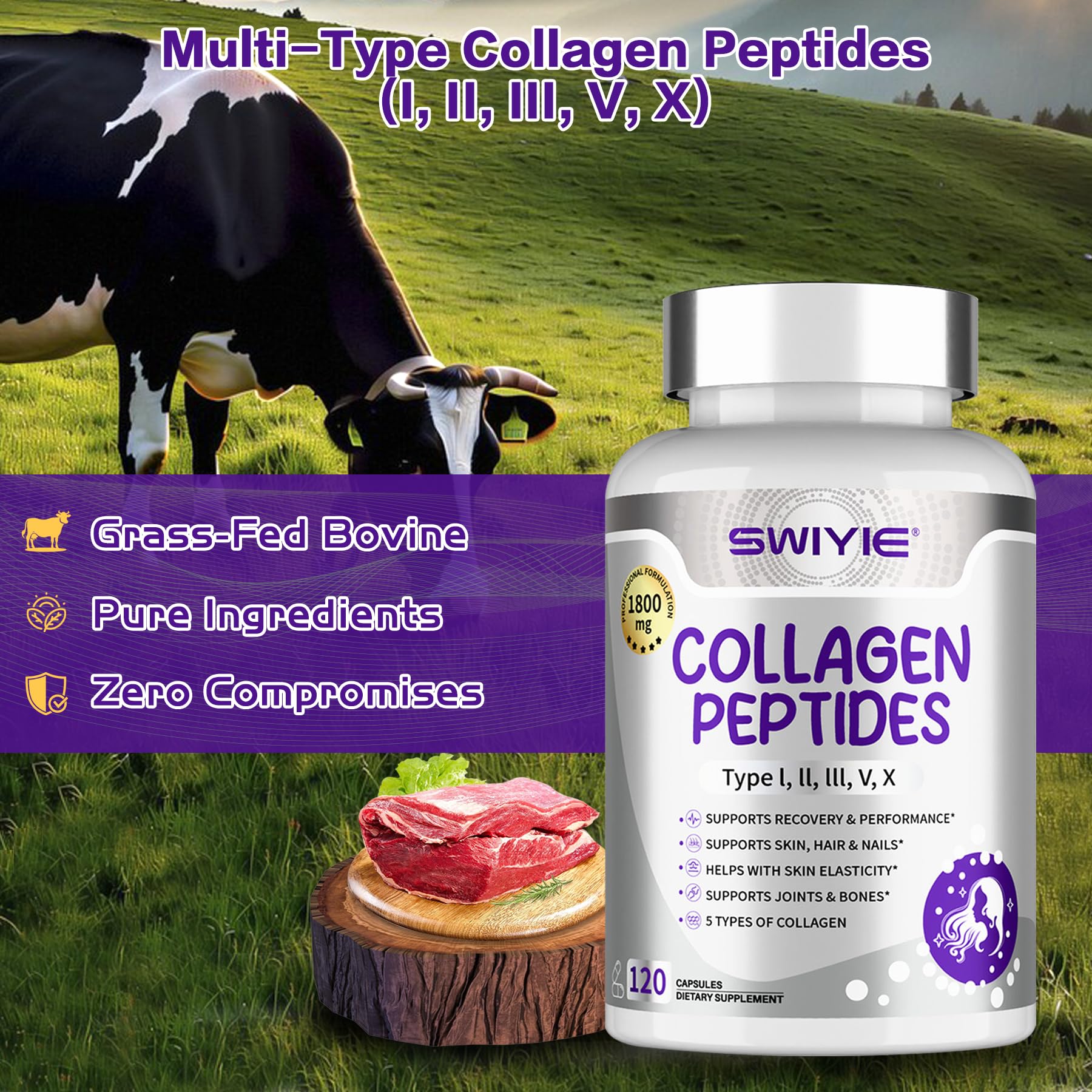 Swiyie capsulas colageno para piel y cabello en uso diario