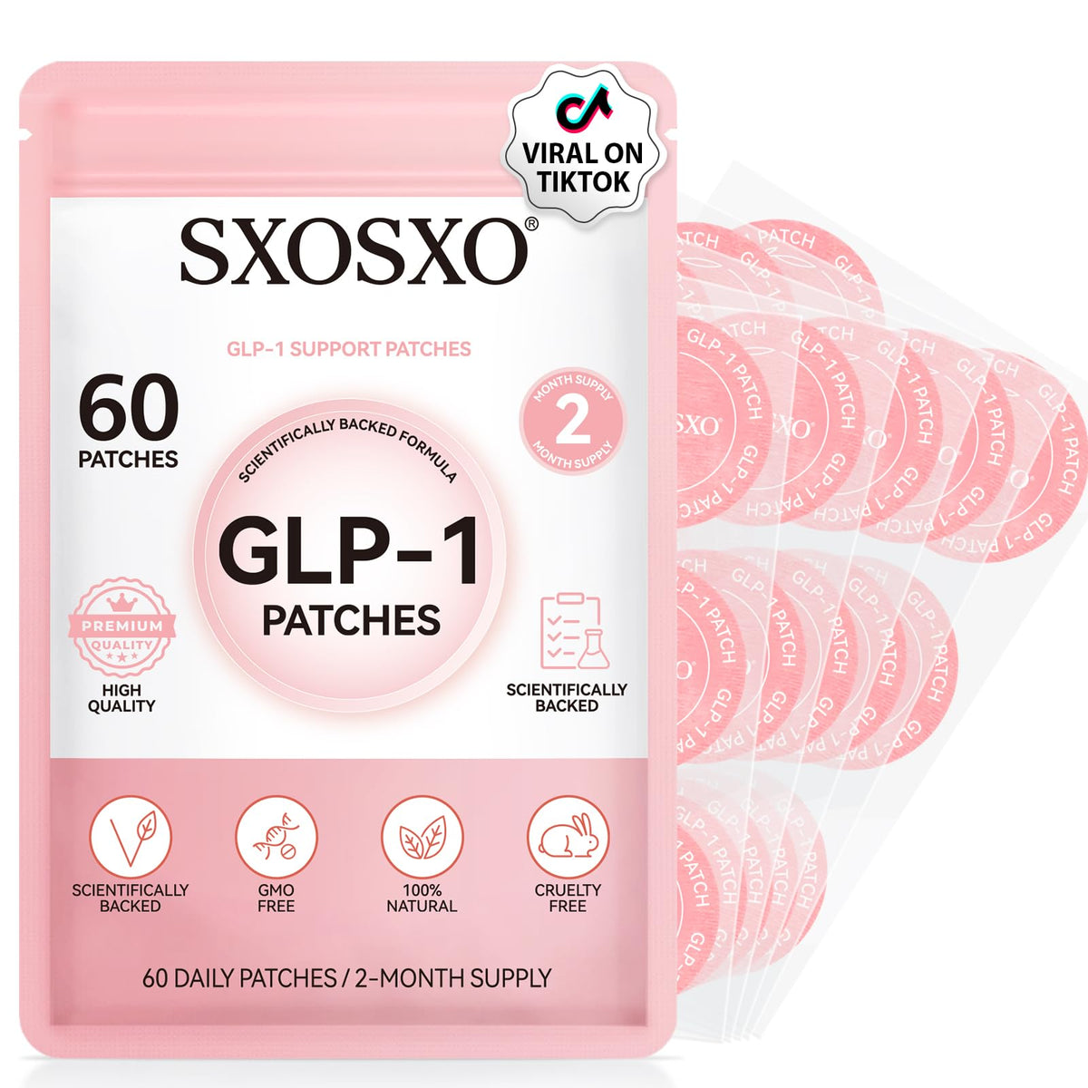 Parches GLP-1 de SXOSXO aplicados en la piel para comodidad diaria.