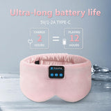 SYPVRY Diadema ajustable para dormir con auriculares Bluetooth rosa, garantiza ajuste cómodo.