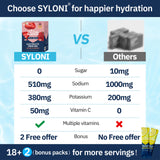 Syloni mezcla de electrolitos y vitaminas, apta para veganos y sin gluten.