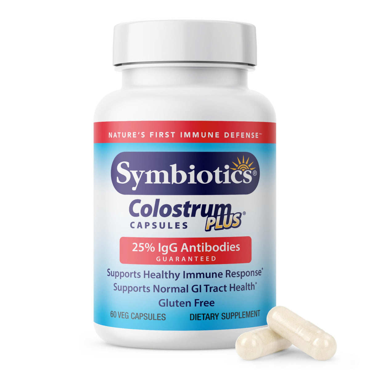 Symbiotics Colostrum cápsulas vegetales en bote para uso diario