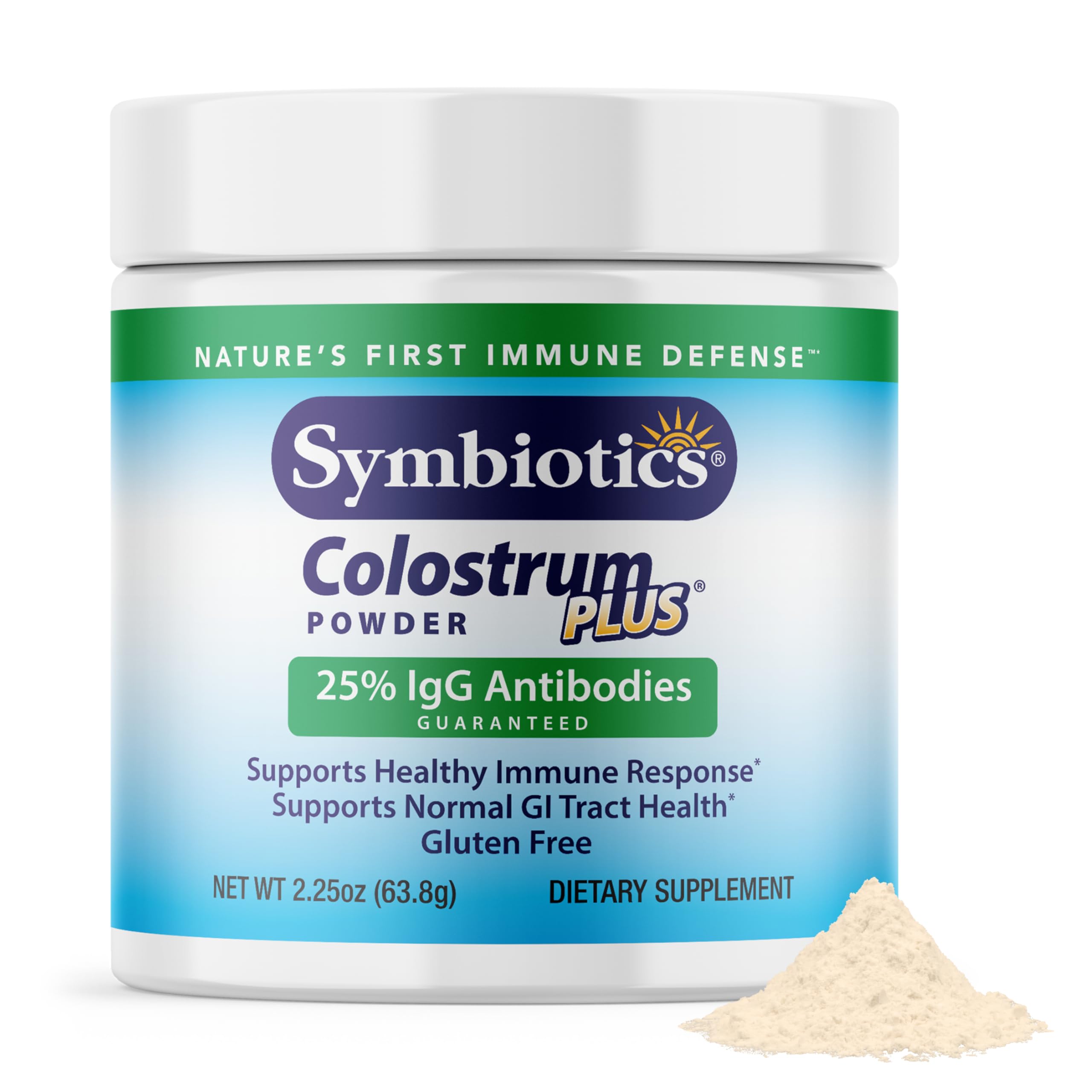 Symbiotics Colostrum Plus Polvo Envase: apoyo al equilibrio inmunológico diario.