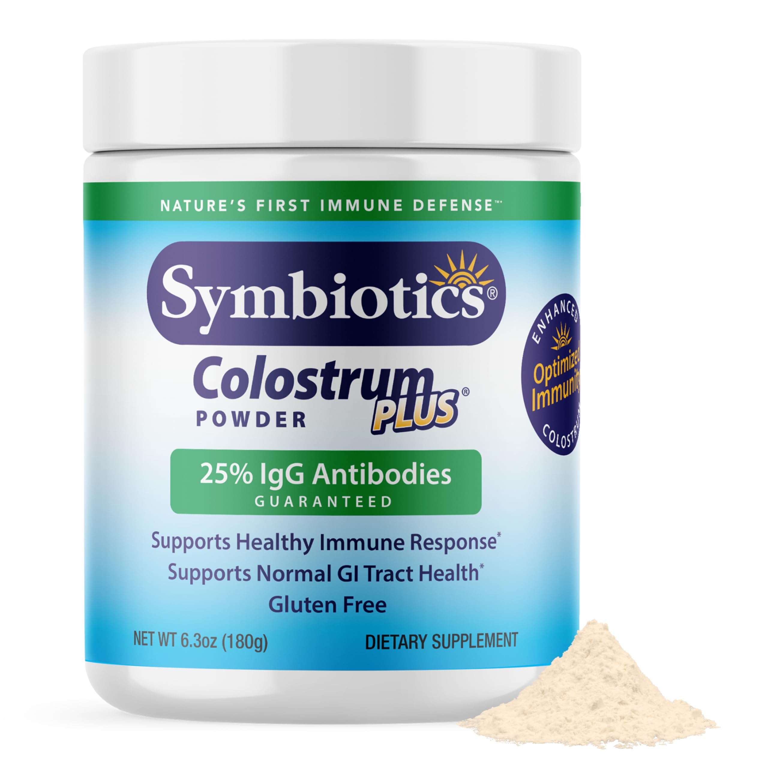 Symbiotics Colostrum Plus, polvo inmunidad, apoya el equilibrio inmunitario diario.