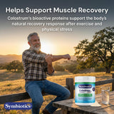 Symbiotics Colostrum Plus, polvo sin azúcar añadido, opción limpia para nutrición consciente.
