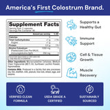 Etiqueta de Symbiotics Colostrum destaca calidad y pureza para uso diario.