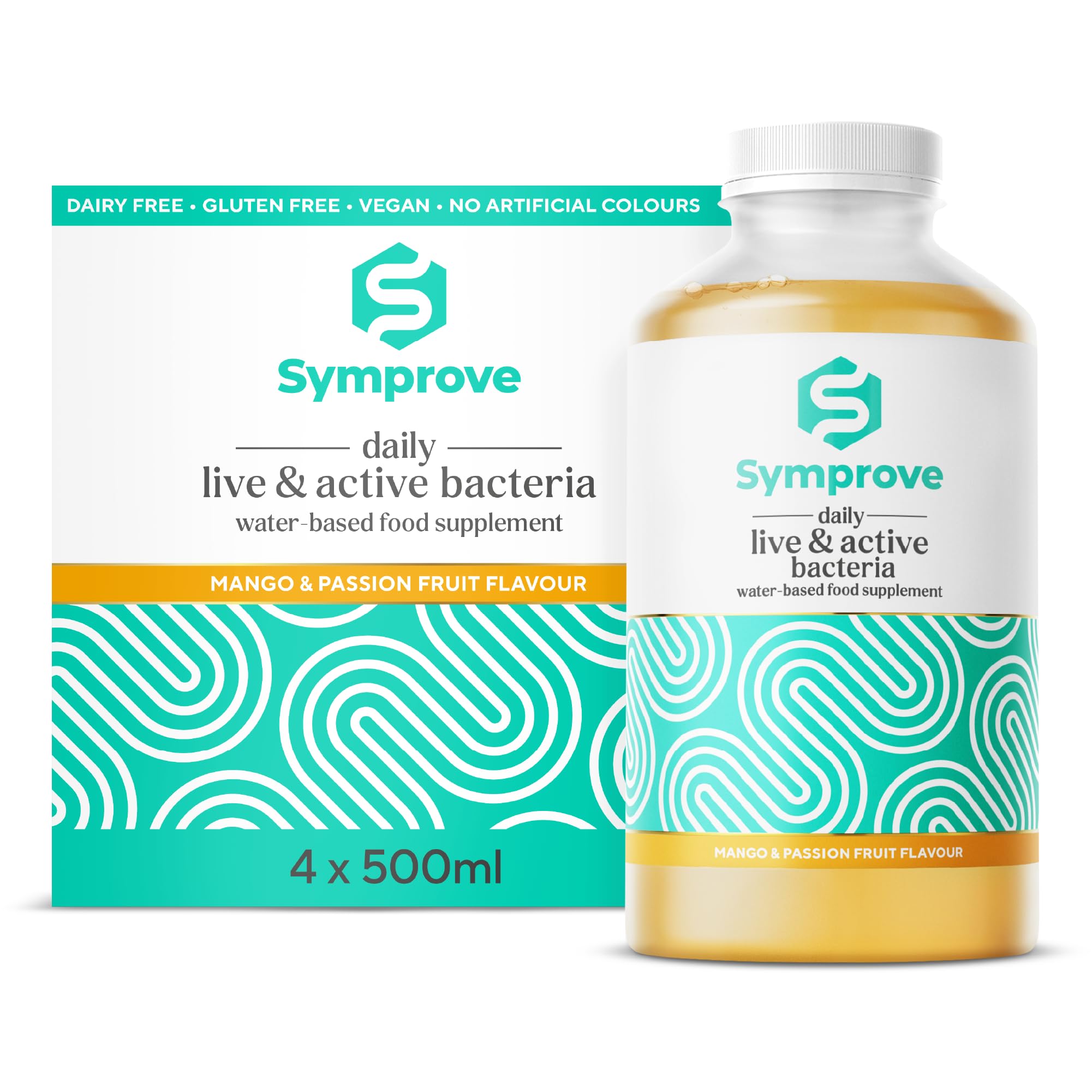 Symprove Mango y Passionfruit, botella lista para beber y apoyar la rutina digestiva.