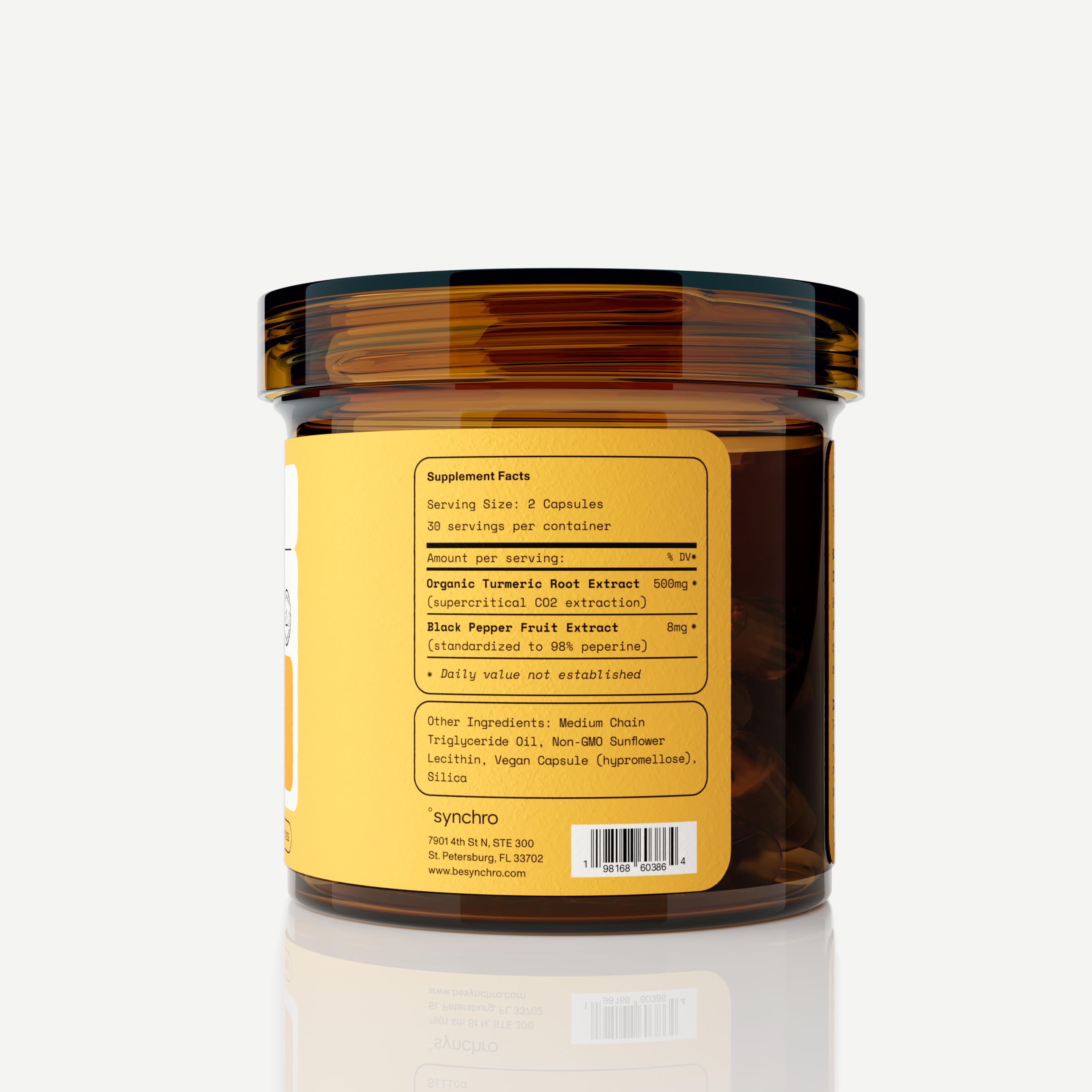 Synchro Gold curcuma liposomada cápsulas piperina, uso diario recomendado.