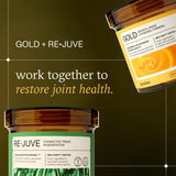 Synchro Gold curcuma liposomada frasco cerca, enfatiza extracción completa.