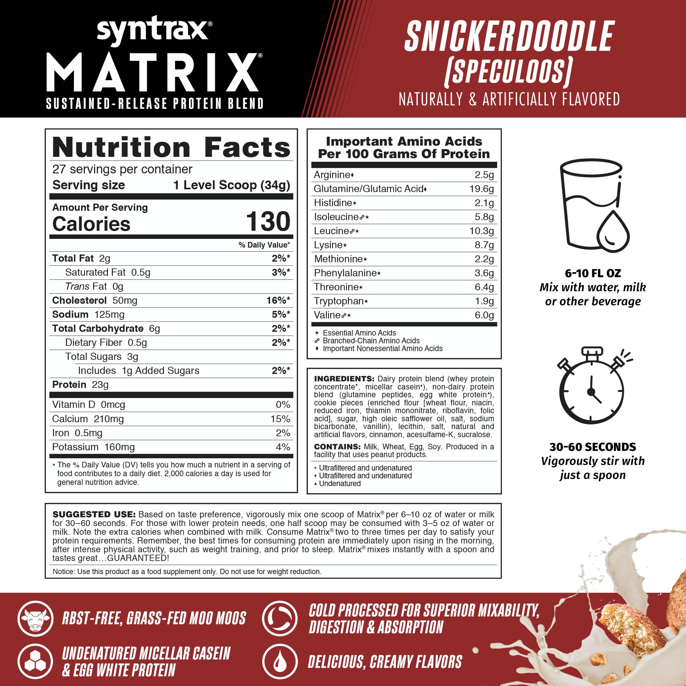Syntrax Matrix: caseína micelar no denaturada y clara de huevo