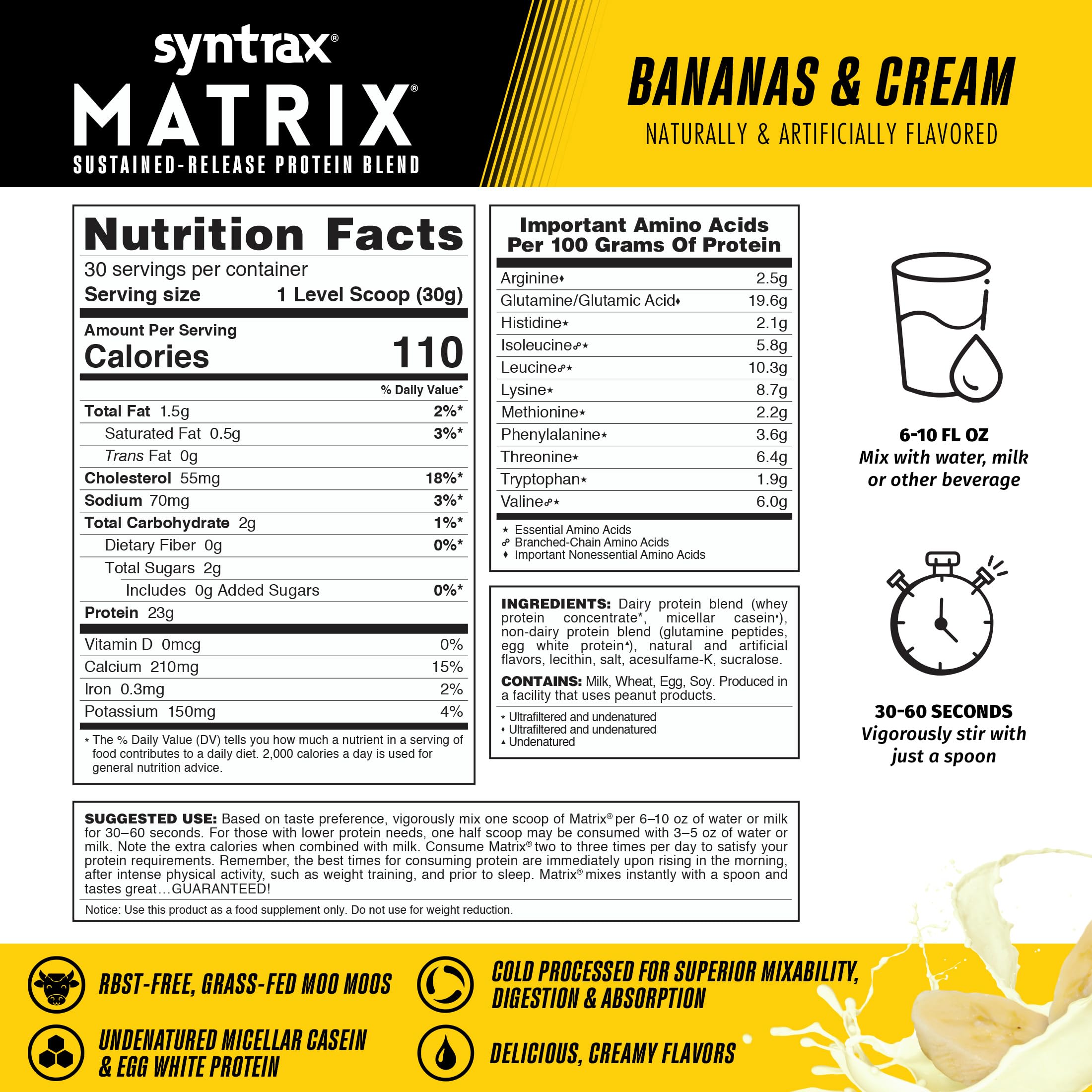 Syntrax Matrix caseina micelar no desnaturalizada y clara de huevo para saciedad sostenida