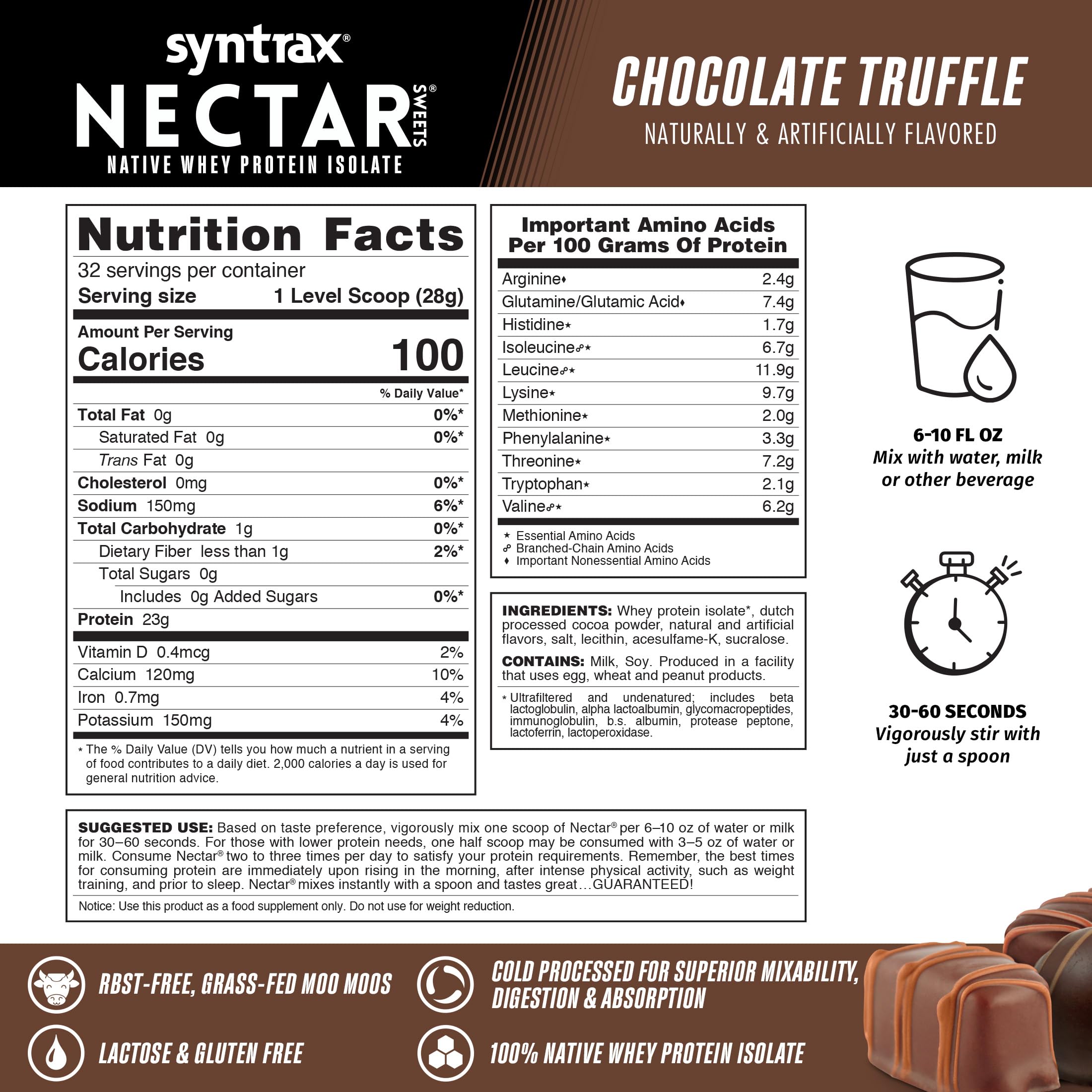Syntrax Nectar Sweets servido con leche para batido cremoso