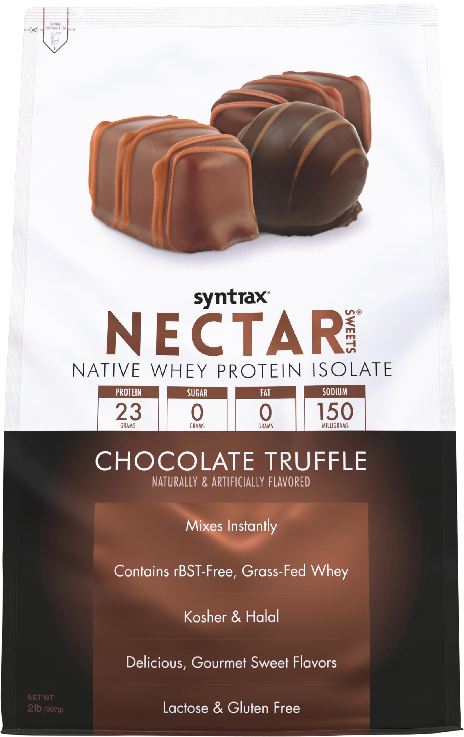 Syntrax Nectar Sweets empaque chocolate trufa, sabor gourmet