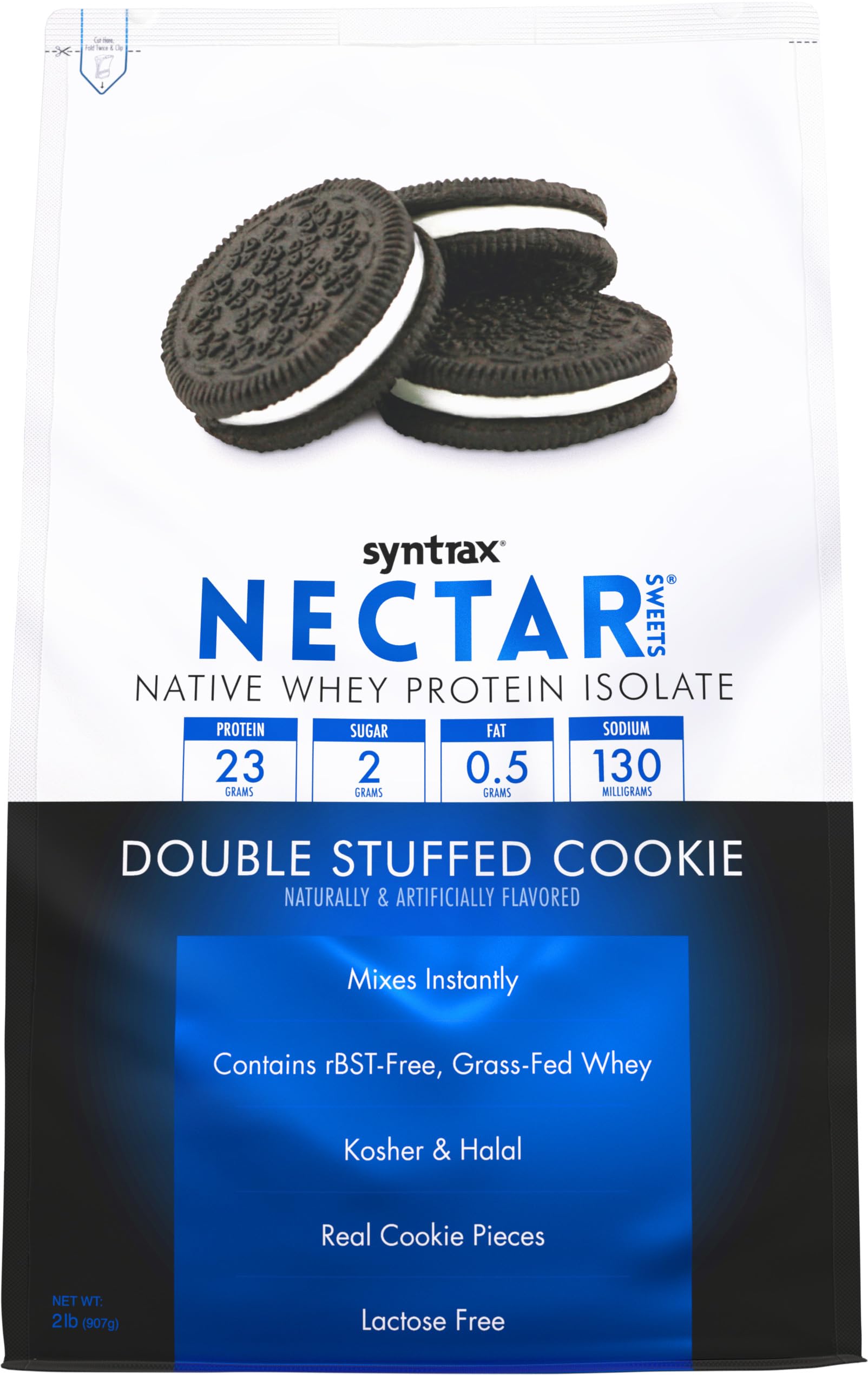 Syntrax Nectar Sweets con trozos de galleta reales para un snack proteico delicioso