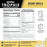 Syntrax Trophix, etiqueta de vainilla cremosa, muestra la calidad del sabor.