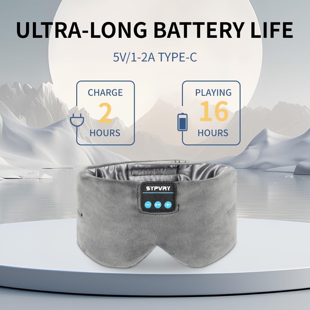 SYPVRY auriculares Bluetooth con micrófono integrados para llamadas claras durante el sueño.