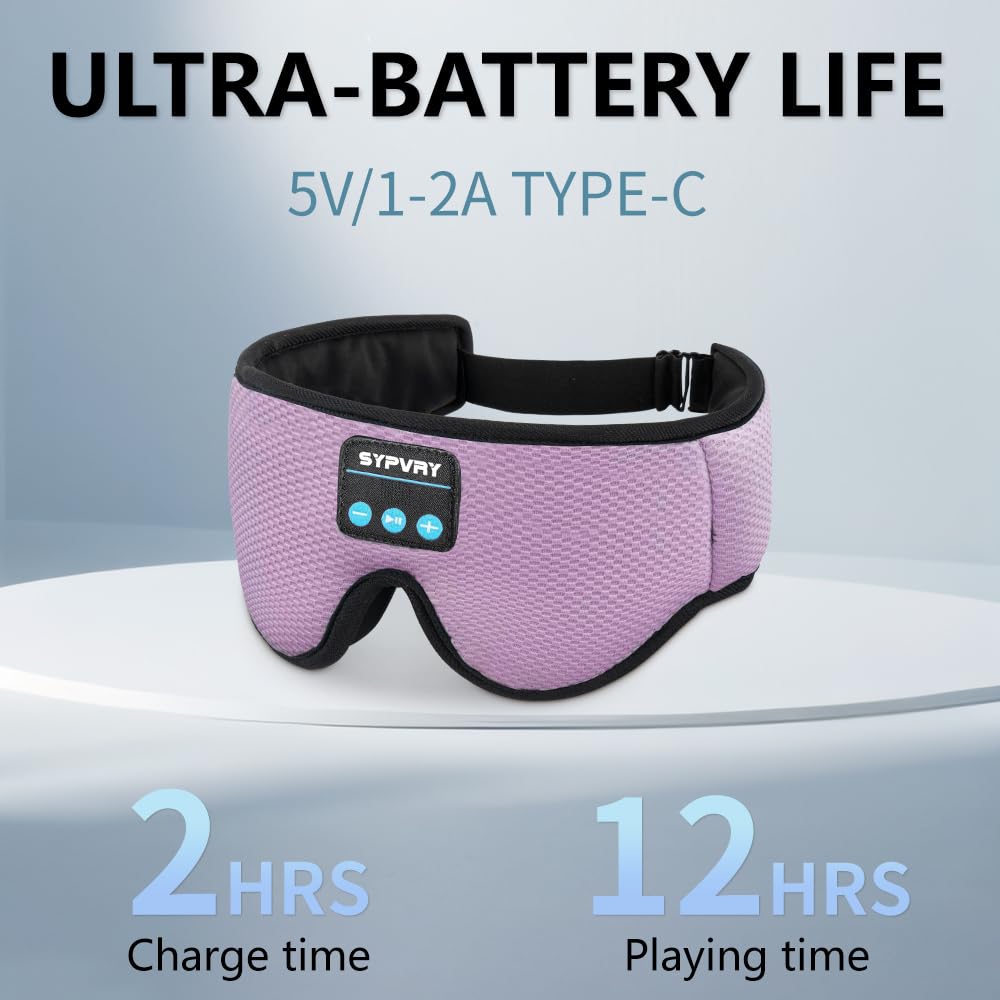 SYPVRY banda ocular para dormir bloquea la luz con sonido integrado.
