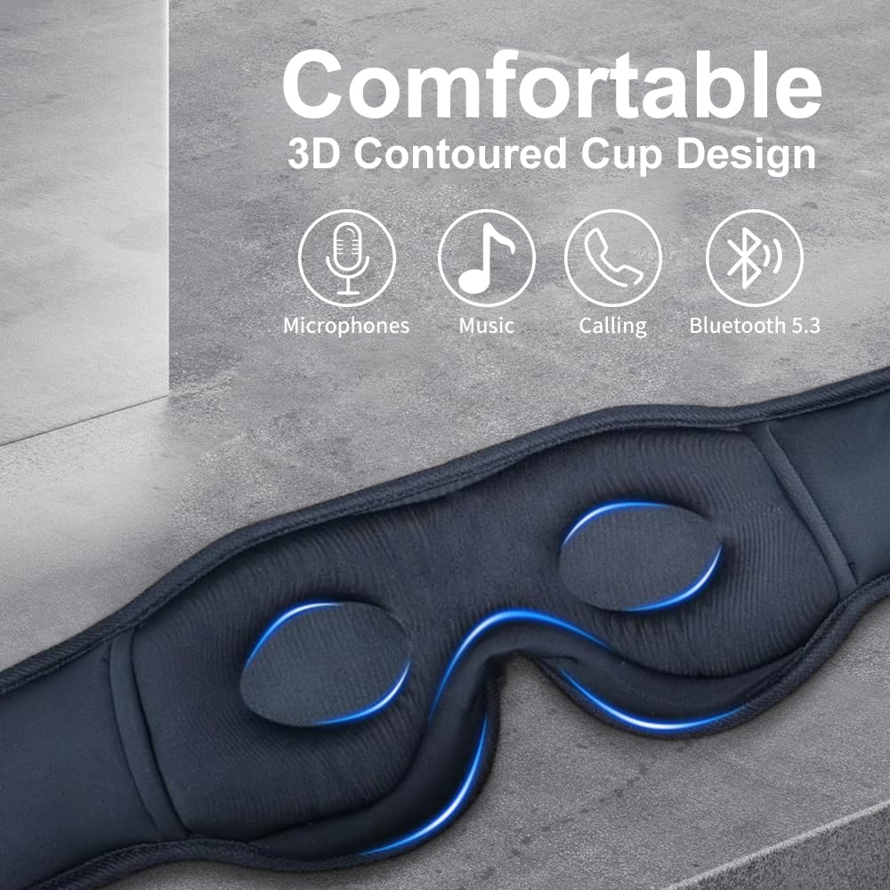 SYPVRY máscara de sueño Bluetooth, carga rápida para sesiones largas.