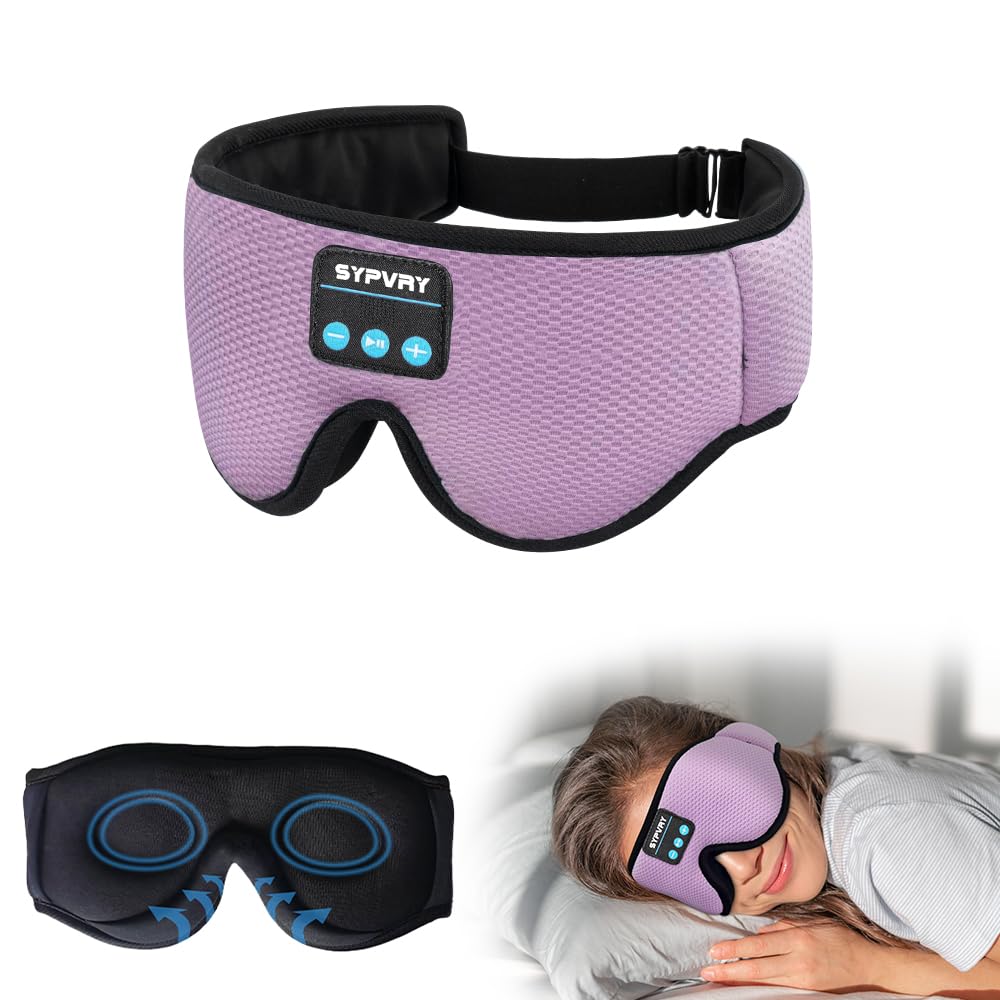 SYPVRY máscara de dormir con auriculares integrados para escuchar sin cables.