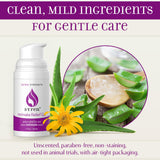 SYREN Ingredientes naturales: aloe vera, vitamina E y arnica para hidratación suave.