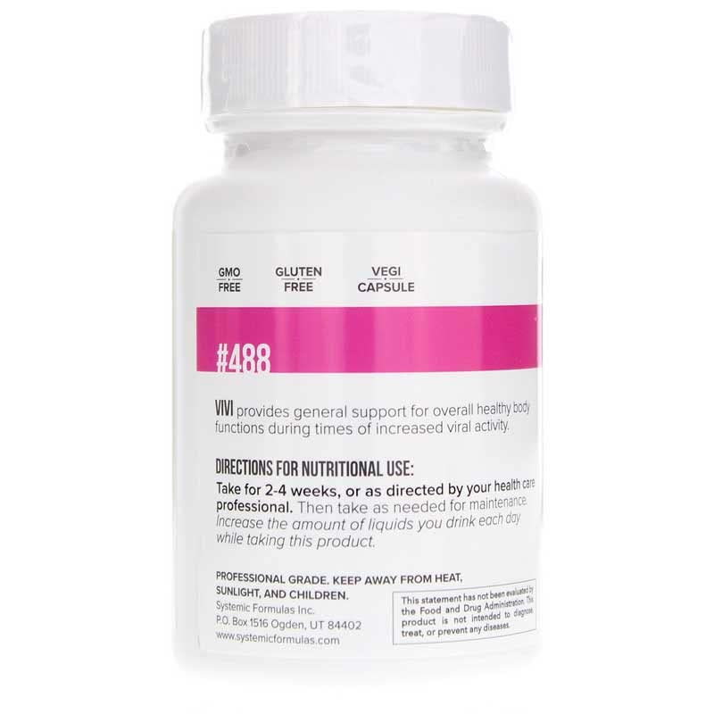 Capsulas de Systemic Formulas Bio Challenge 488 VIVI Virox en la mano, dosis diaria conveniente.
