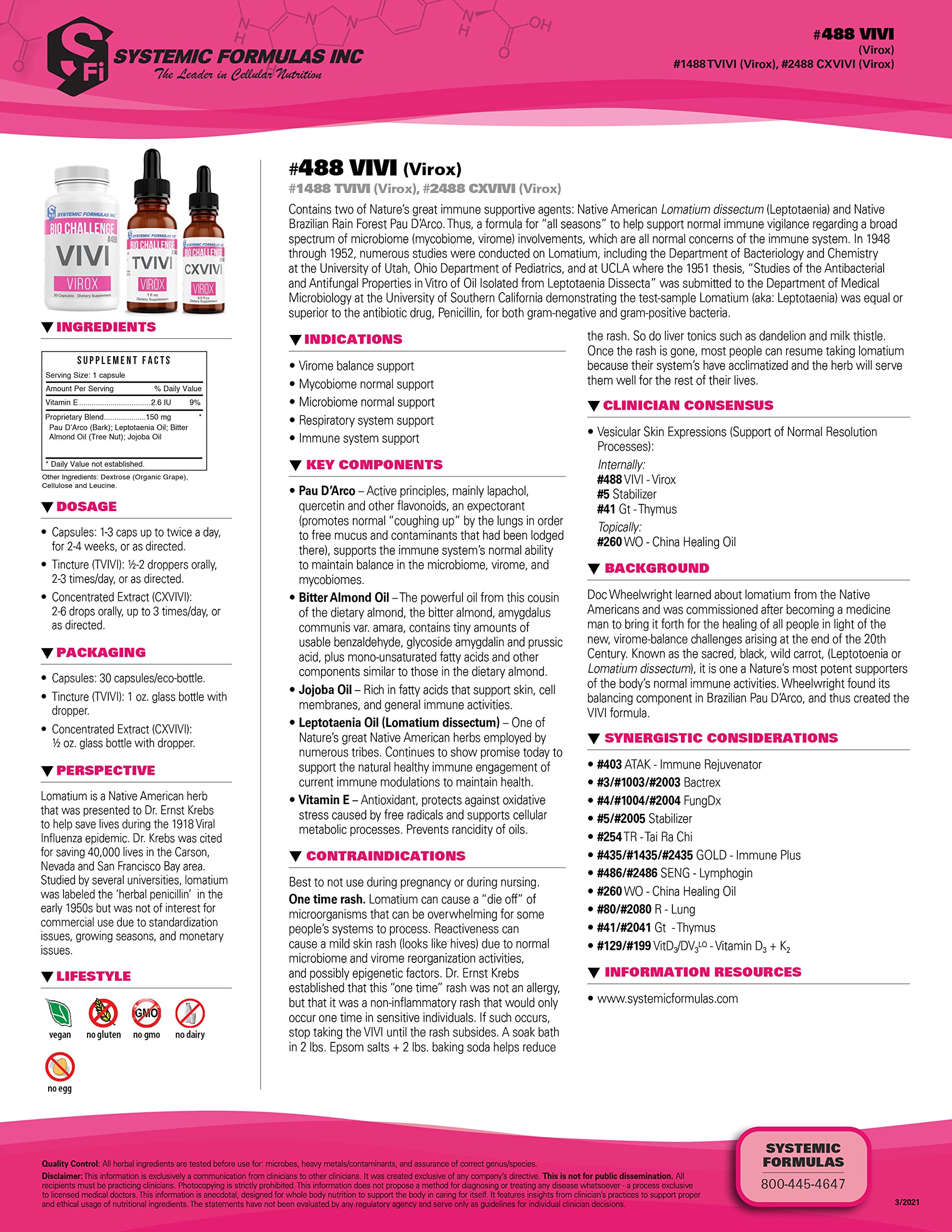 Presentacion de dosis del Systemic Formulas Bio Challenge 488 VIVI Virox para uso diario.
