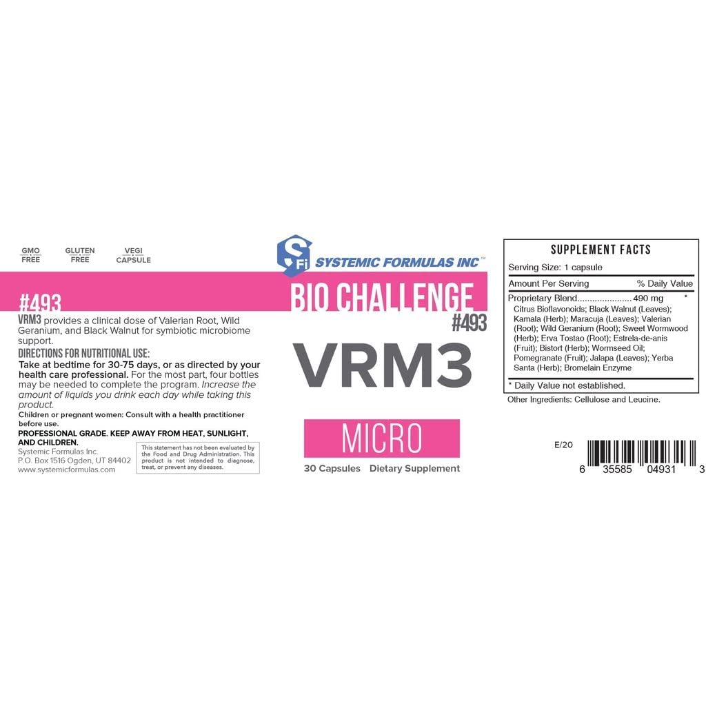 Caja de empaque VRM3 de Systemic Formulas para almacenamiento y uso sencillo.