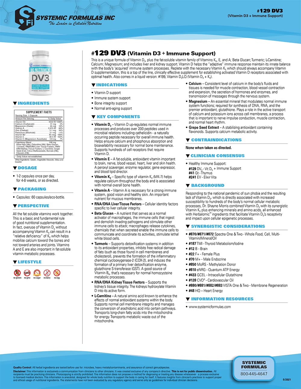 Systemic Formulas DV3 BioNutriment, cápsulas de alta biodisponibilidad para uso diario