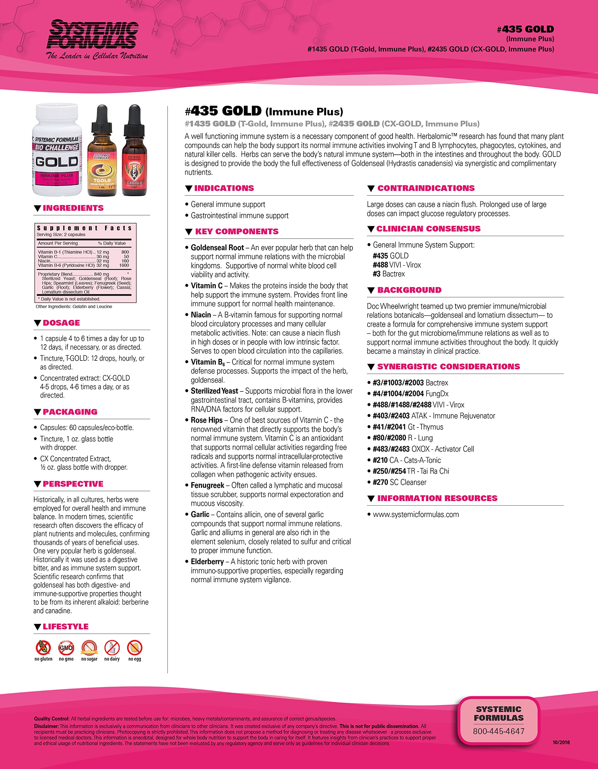 Systemic Formulas Gold Immune Plus botella con cápsulas, enfoque en uso diario seguro.