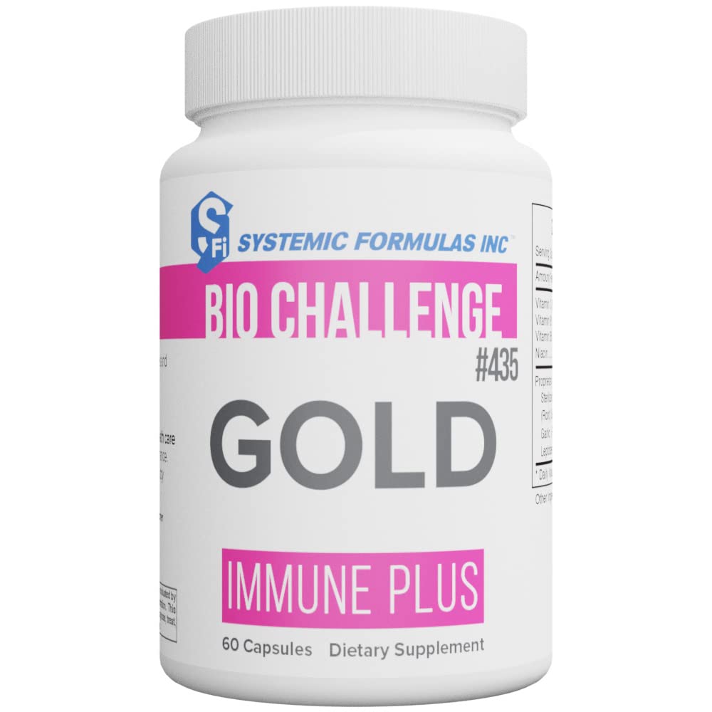 Systemic Formulas Gold Immune Plus cápsulas frente, posible apoyo diario al sistema inmunológico.