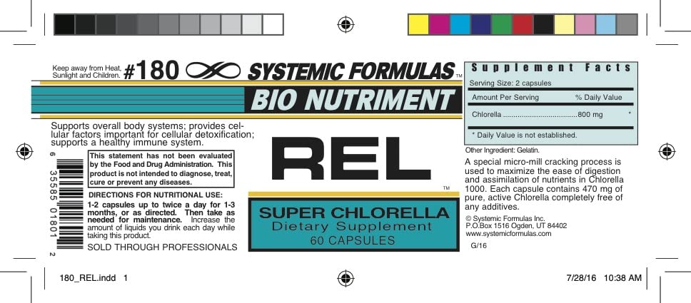 Systemic Formulas REL-Chlorella, uso diario, práctico para rutinas de bienestar.