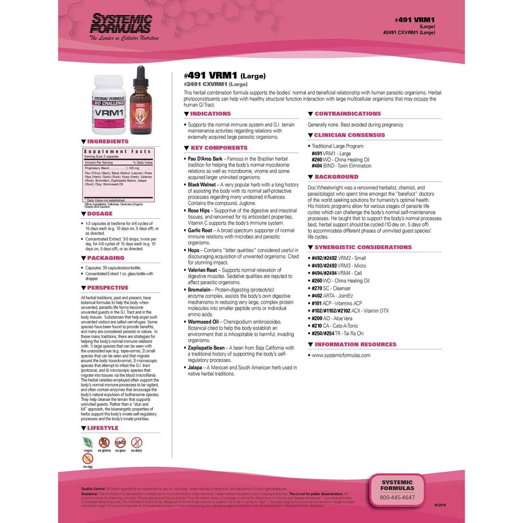 Systemic Formulas VRM1, etiqueta con sabor a ajo, experiencia sensorial agradable para tu rutina.