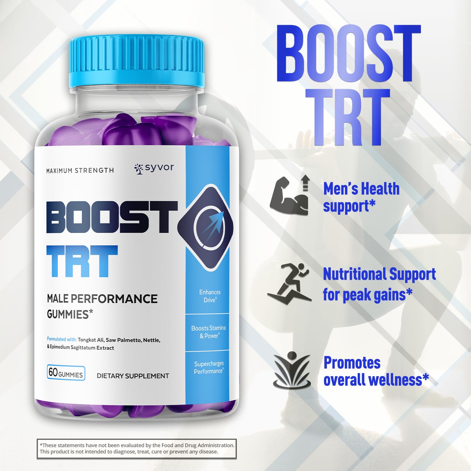 Syvor Boost TRT Gummies, ingredientes naturales y visibles en la fórmula