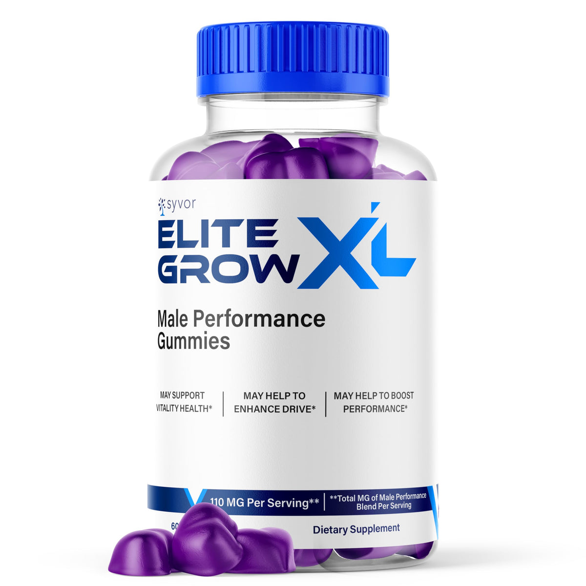 Empaque de Syvor Elite Grow XL gomitas, fácil de ubicar en la estantería.